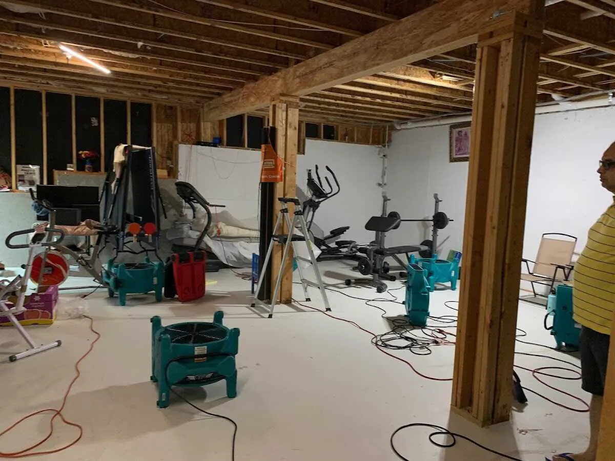 Basement drying equipment setup for Contents Cleaning & Restoration in Bend